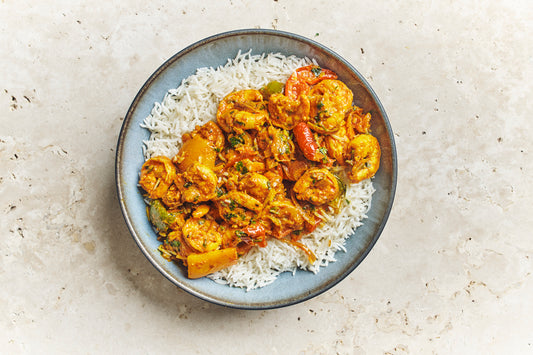 Shrimp Devilled - Crevettes pimentées au curry et citron vert, poivron rôti