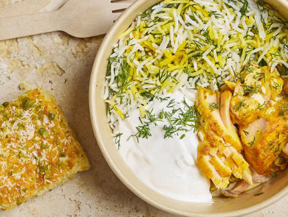 Formule duo Saumon "Sabzi Polo Mahi" et dessert - Les Cuistots Migrateurs