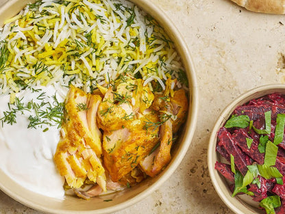 Formule duo Saumon "Sabzi Polo Mahi" et entrée - Les Cuistots Migrateurs