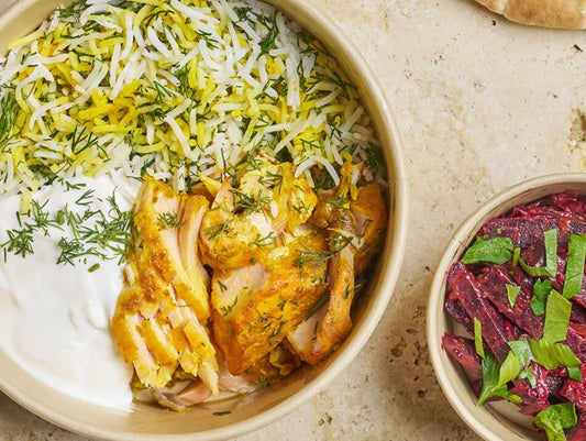 Formule duo Saumon "Sabzi Polo Mahi" et entrée - Les Cuistots Migrateurs