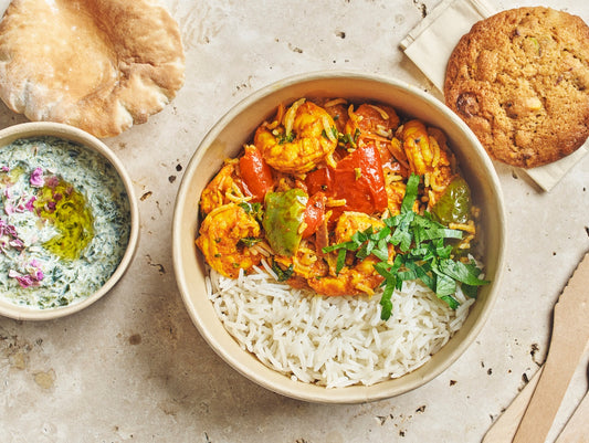 Plateau - repas Crevettes "Shrimp Devilled" - Les Cuistots Migrateurs