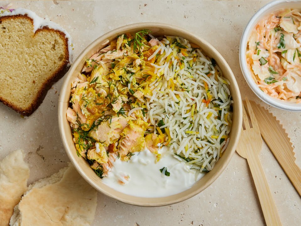 Plateau - repas "Sabzi Polo Mahi" - Les Cuistots Migrateurs