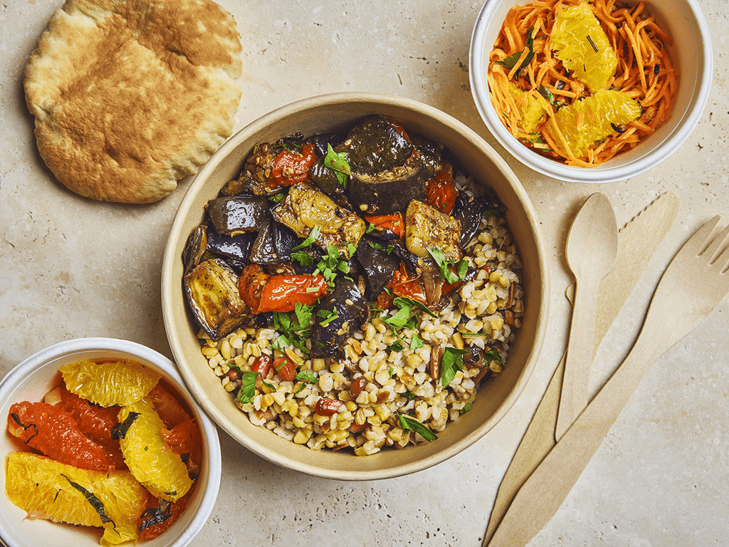 Plateau - repas Vegan "Khodra Za'atar" - Les Cuistots Migrateurs