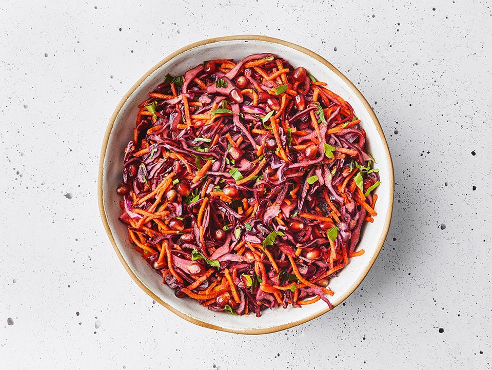 Salatet Malfouf - Salade de chou rouge, carottes et grenade - Les Cuistots Migrateurs